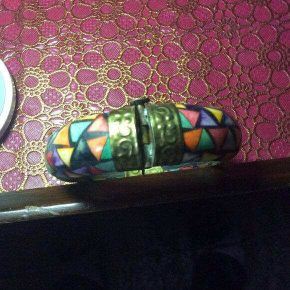 Vintage Hindu Indian Bone Hinged Bangle Bracelet - Picture 2 of 9